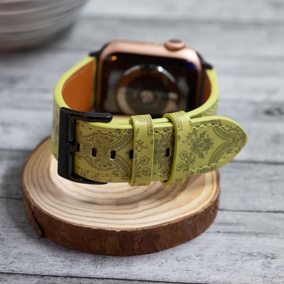 Apple Watch Band, High Quality Genuine Leather iWatch Strap - Light Green - Picture 8 of 8